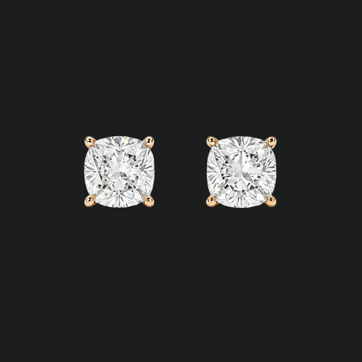 Cushion Cut Diamond Stud -oorbellen - 9kt witgoud met lab gekweekte diamant