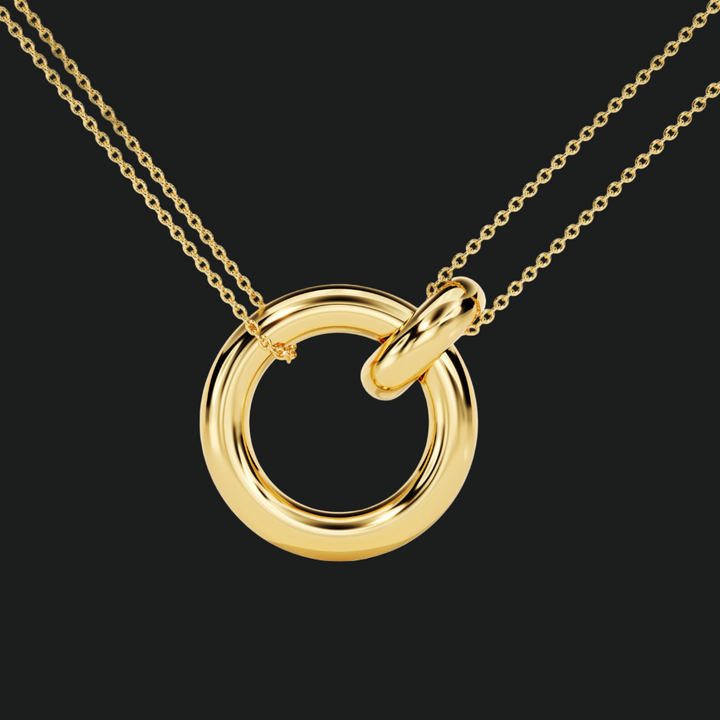 Collier de diamant du cercle de verrouillage - Gol blanc 9kt avec diamant cultivé en laboratoire