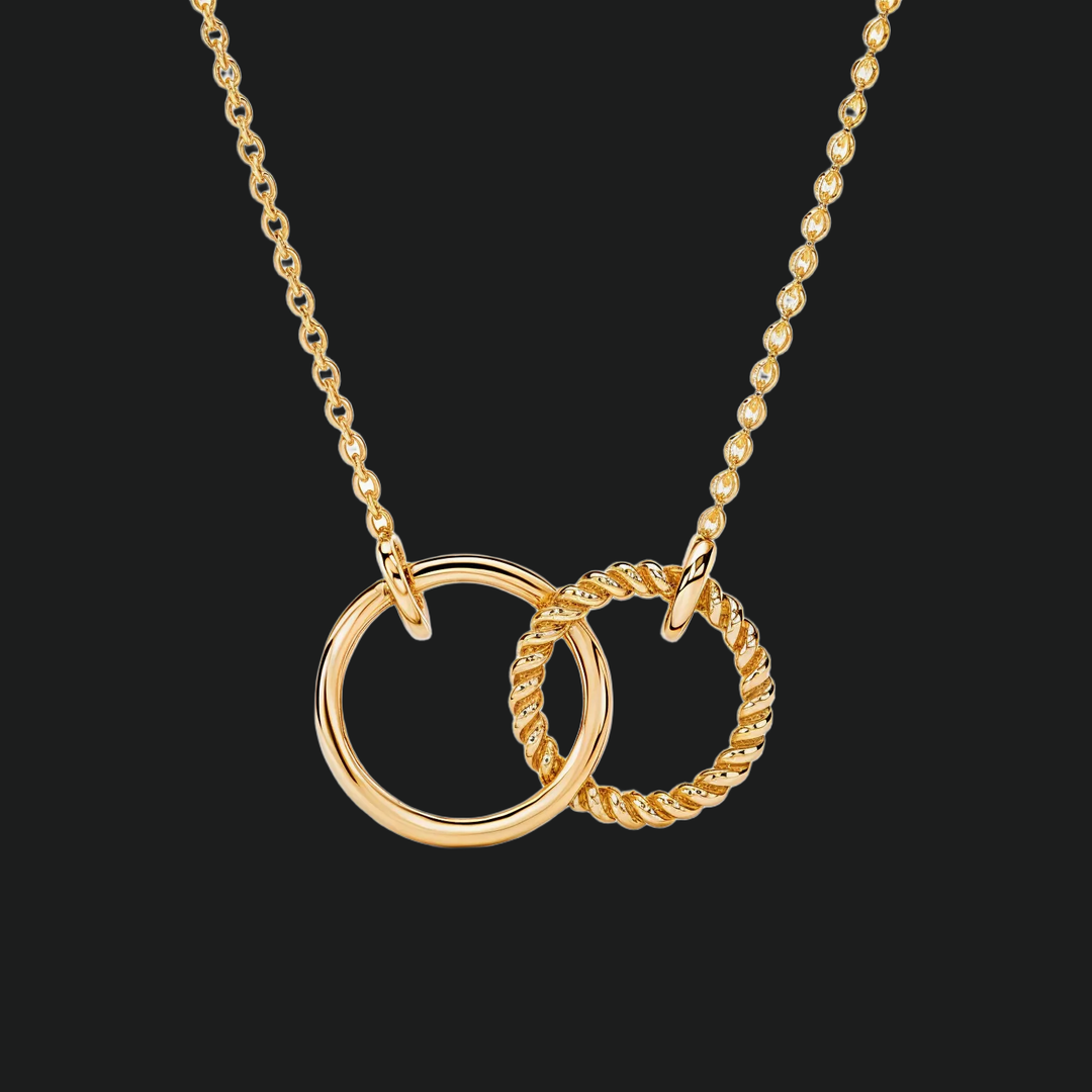 Double Circle Diamond Eternity Pendant Necklace - 9kt White Gold with Lab-Grown Diamond