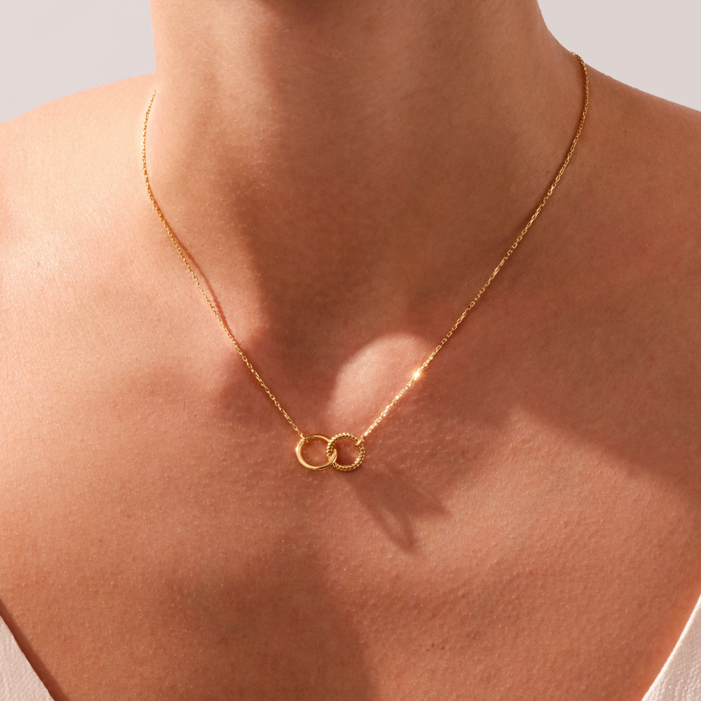 Double Circle Diamond Eternity Pendant Necklace
