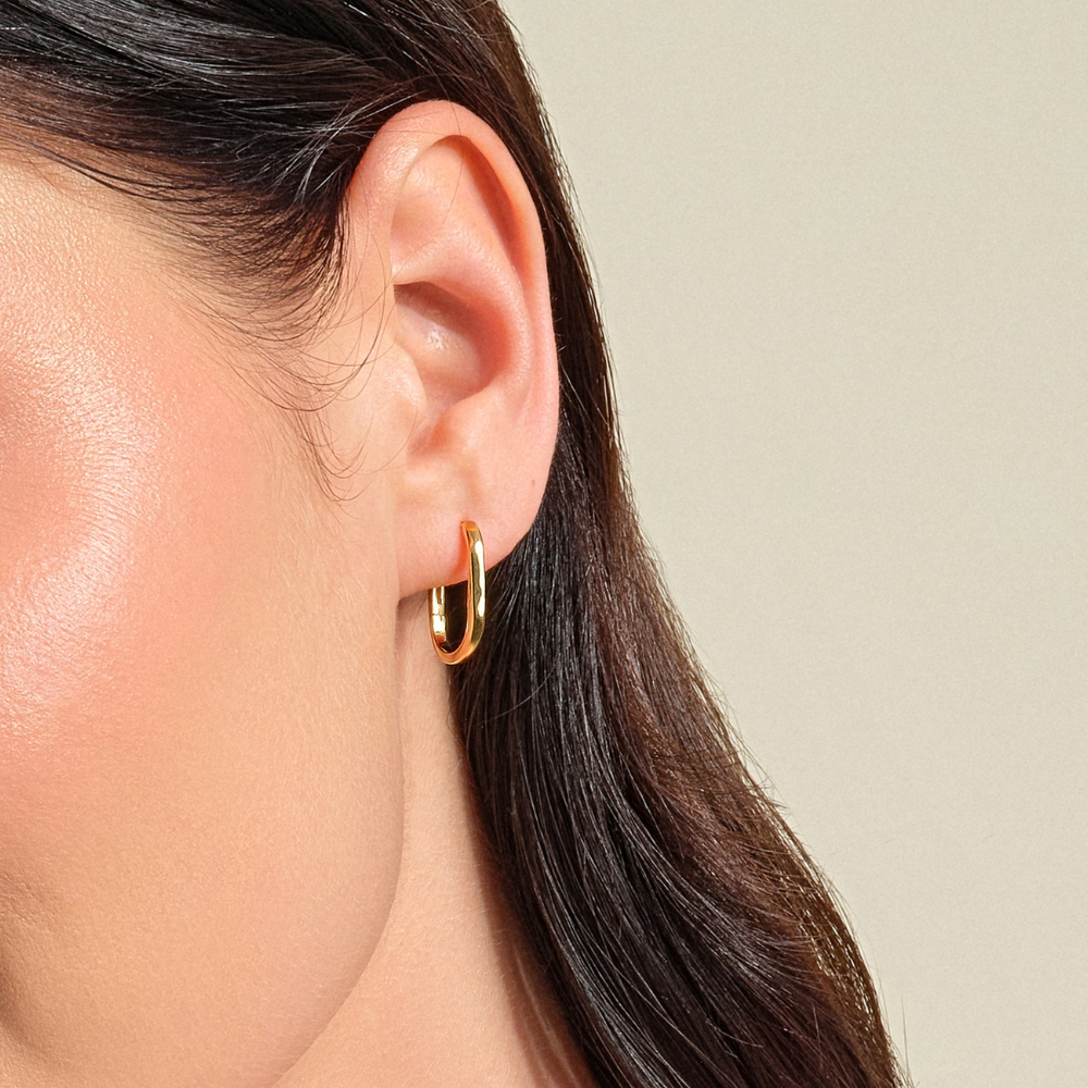 Oval Diamond Hoop Earrings