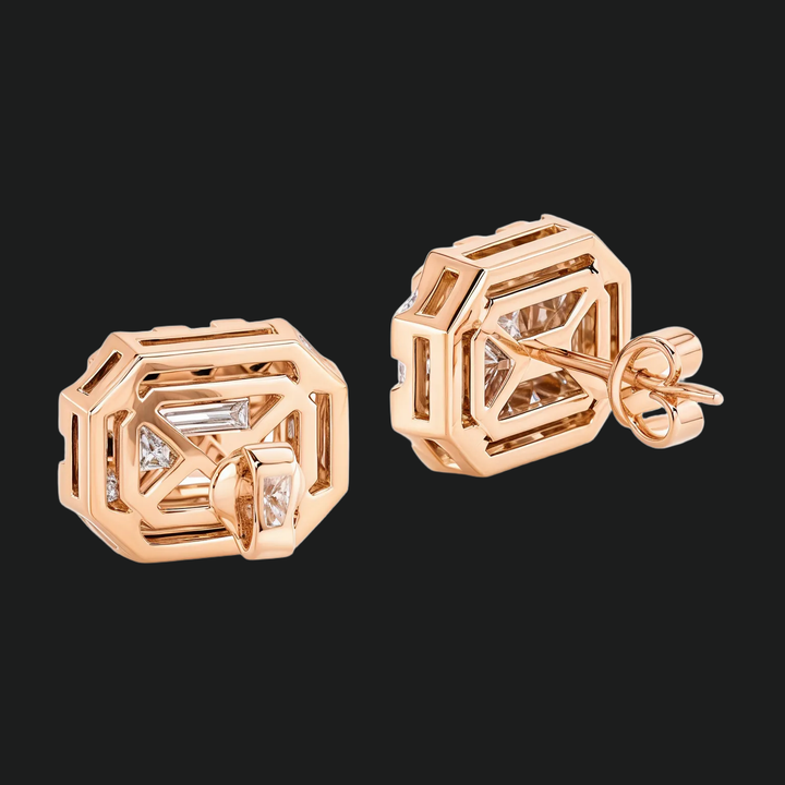 Emerald Cut Diamond Halo Stud -oorbellen