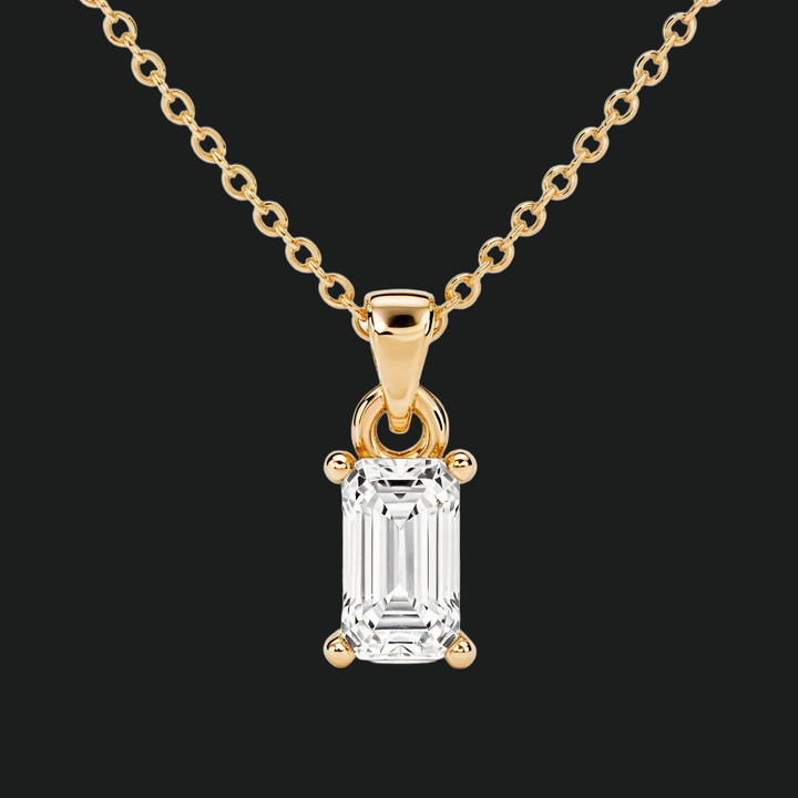 Emerald Cut Diamond Solitaire Anhänger Halskette - 9kt Weißgold mit Laborgewachsenen Diamant