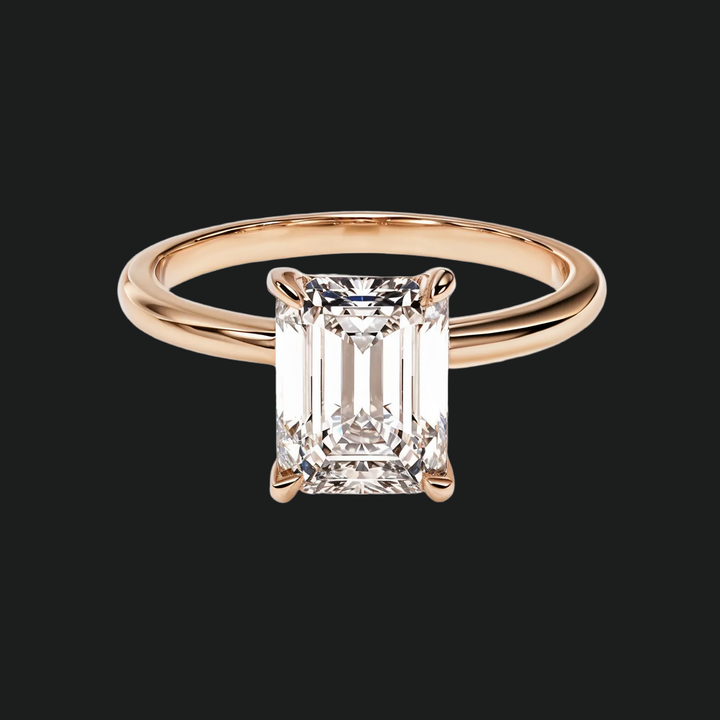 Emerald Cut Solitaire verlovingsring met diamantaccenten