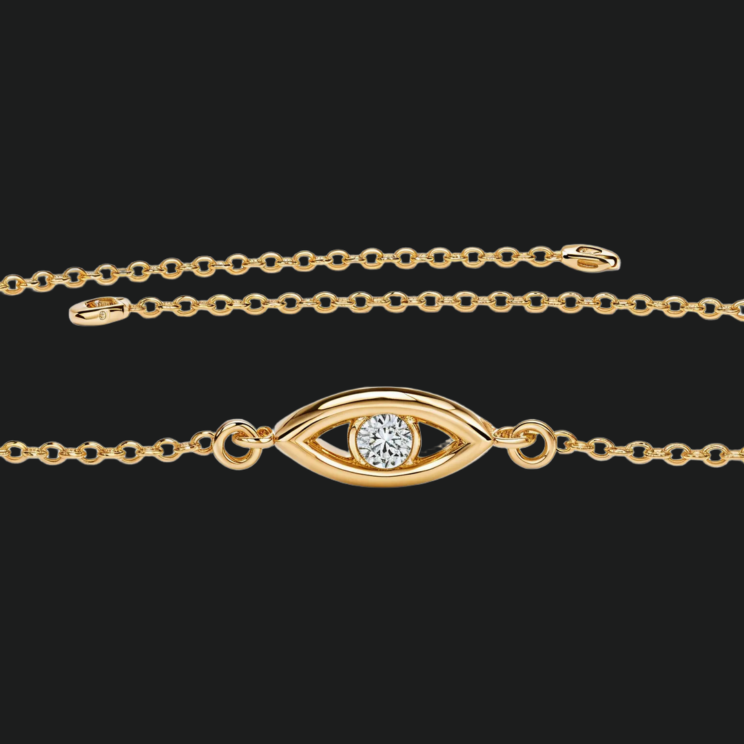 Round Diamond Eye of Truth Adjustable Bracelet - 9kt White Gold with Lab-Grown Diamond