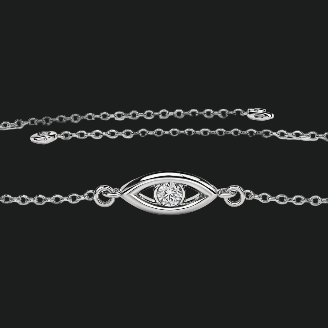 Ronde diamanten oog van waarheid verstelbare armband