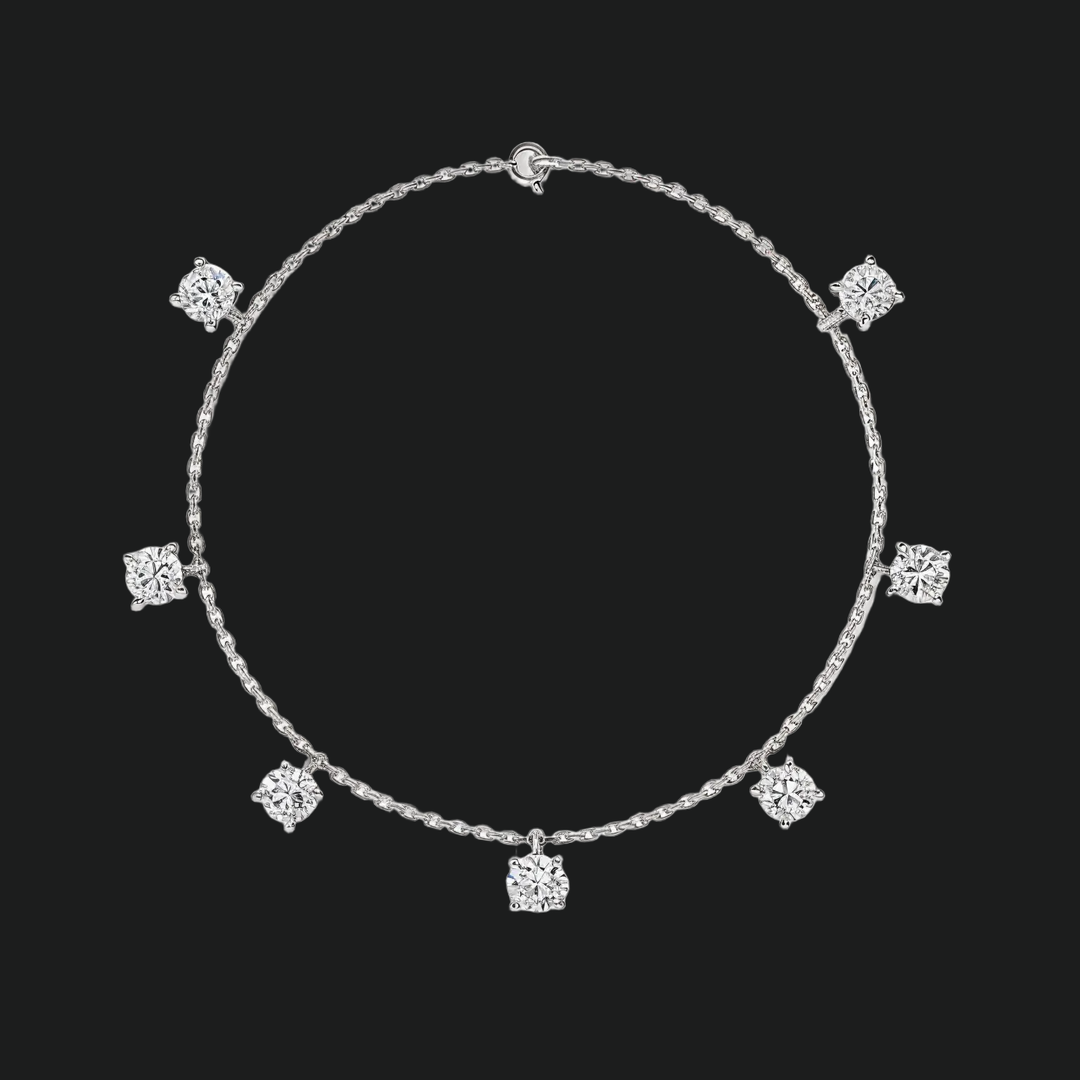 Floating Diamond Tennis Bracelet (1) - 9kt White Gold with Lab-Grown Diamond