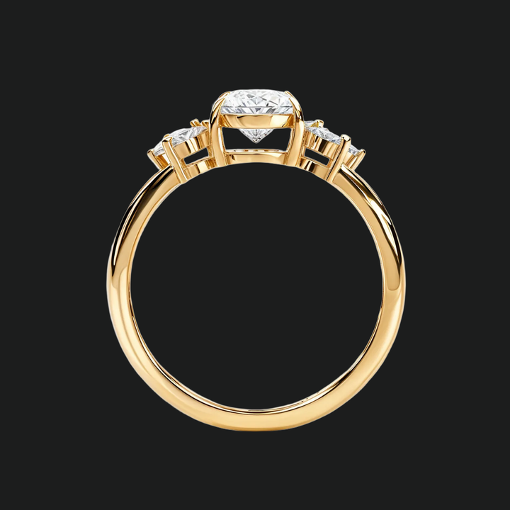Ovale bloemencluster verlovingsring met diamanten accenten