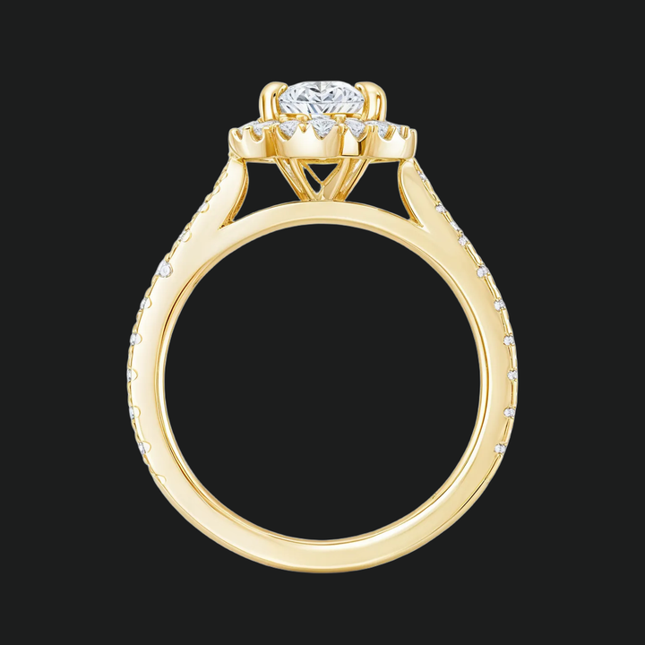 Anello di fidanzamento gambo a traina ovale con accenti di diamante