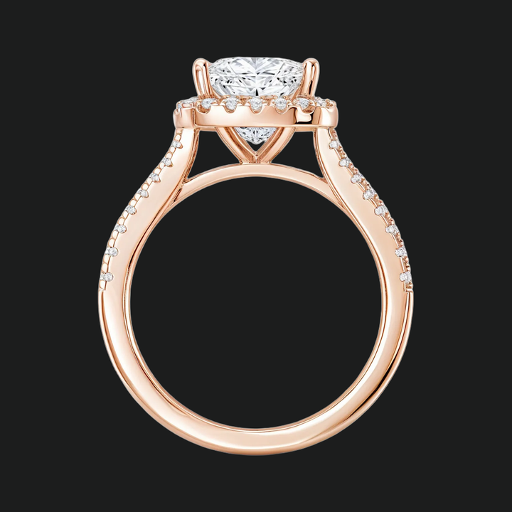 Prinses gesneden halo split schacht verlovingsring met diamantaccenten
