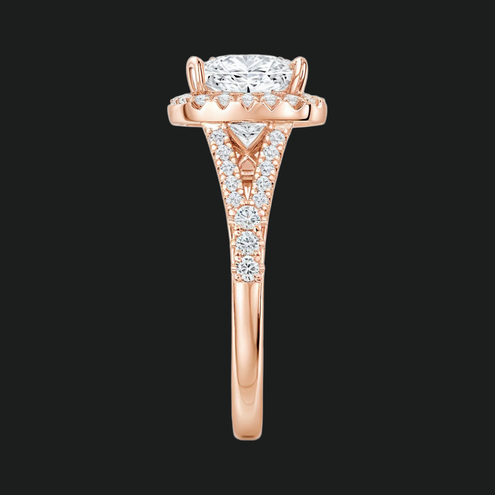 Prinses gesneden halo split schacht verlovingsring met diamantaccenten
