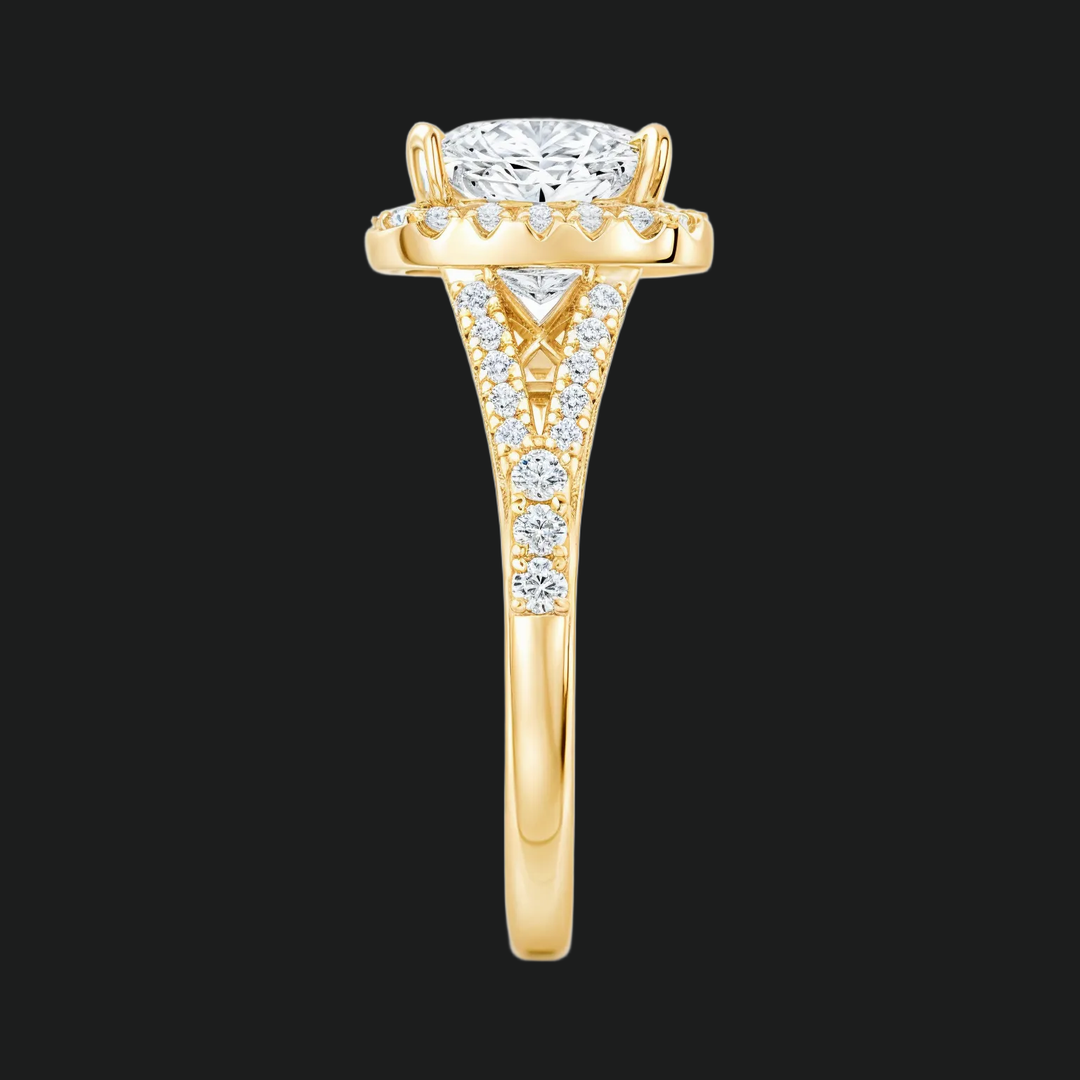 Prinses gesneden halo split schacht verlovingsring met diamantaccenten