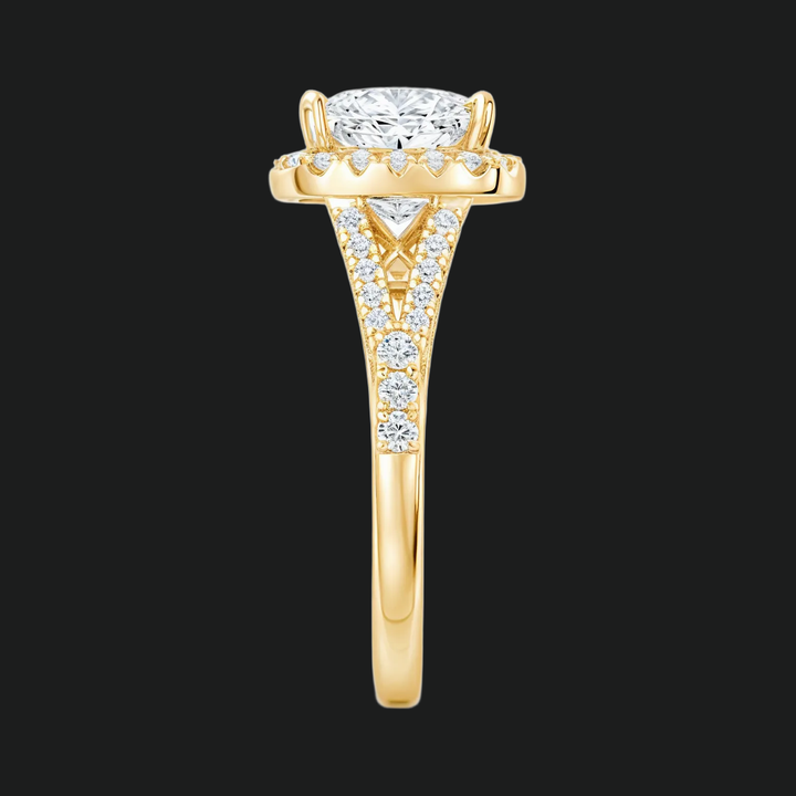 Prinses gesneden halo split schacht verlovingsring met diamantaccenten
