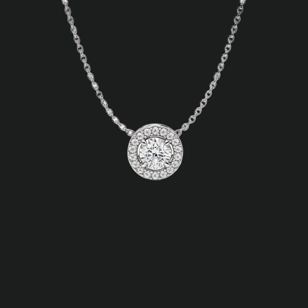 Runde Diamond Halo Anhängerkette