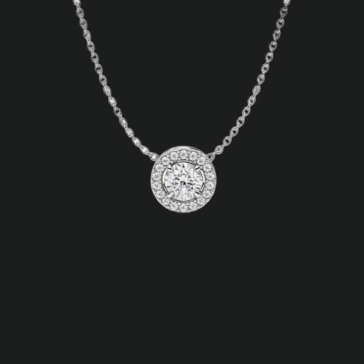 Runde Diamond Halo Anhängerkette