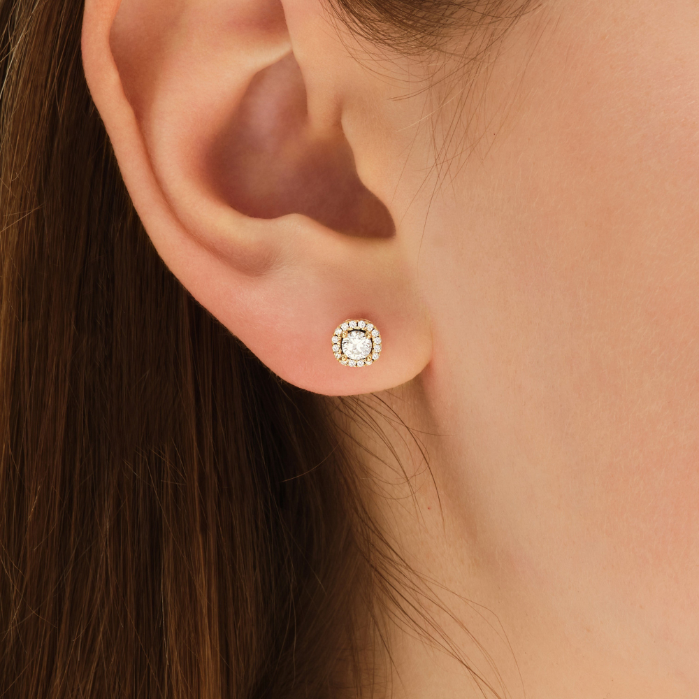 Ronde halo diamanten oorbellen