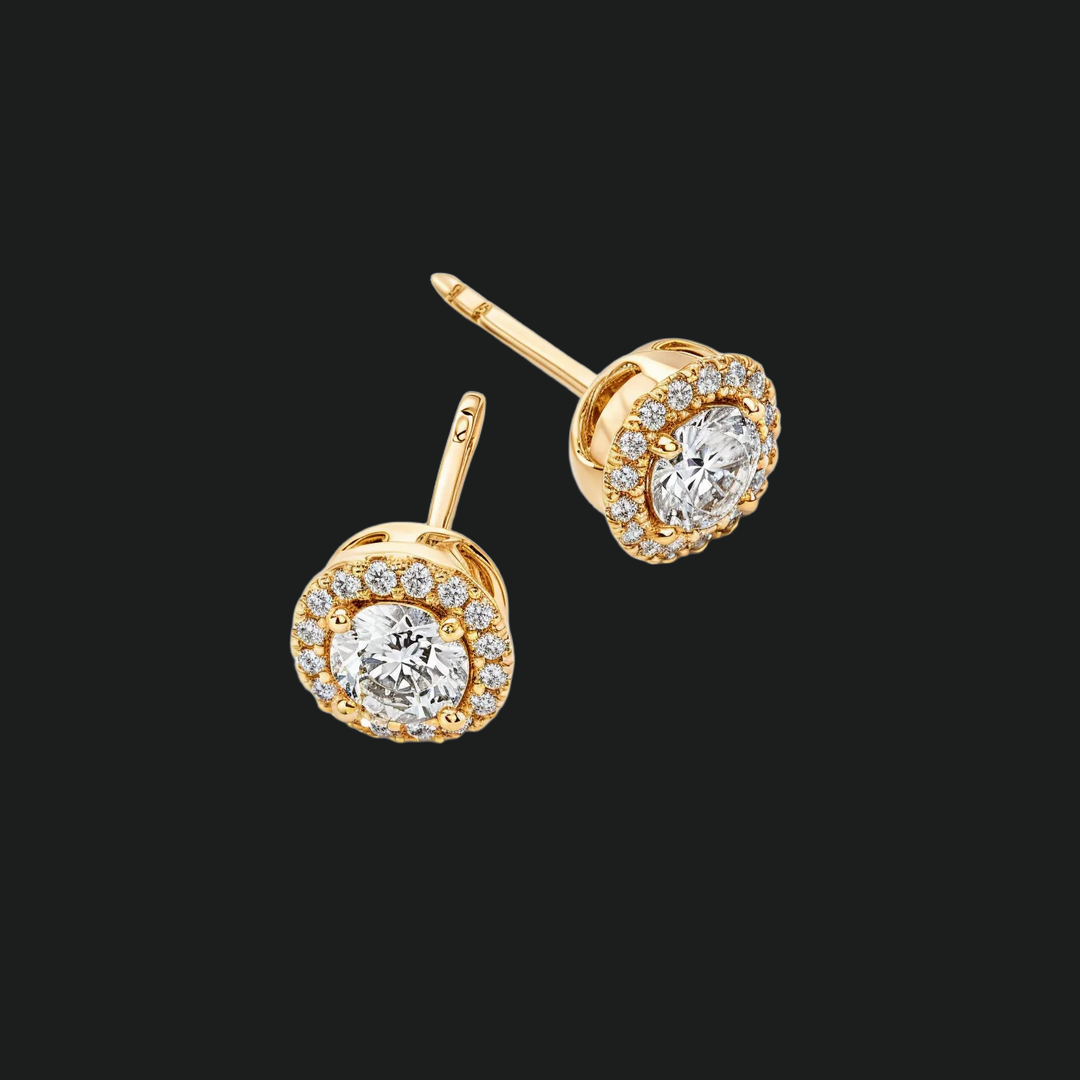 Ronde halo diamanten oorbellen