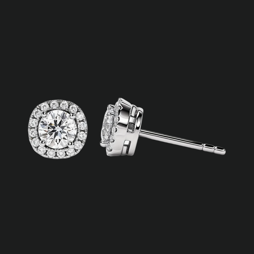 Ronde halo diamanten oorbellen