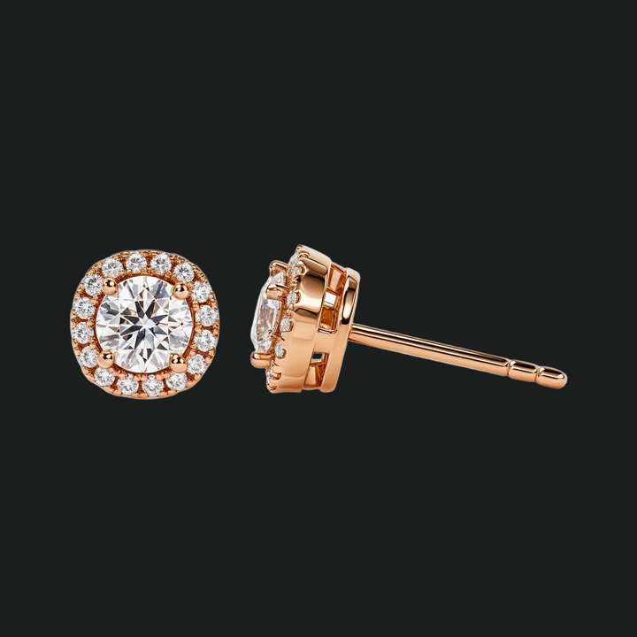 Ronde halo diamanten oorbellen