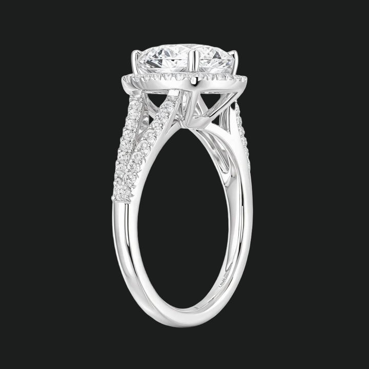 Split Shank Halo Round Diamond Akzente Verlobungsring