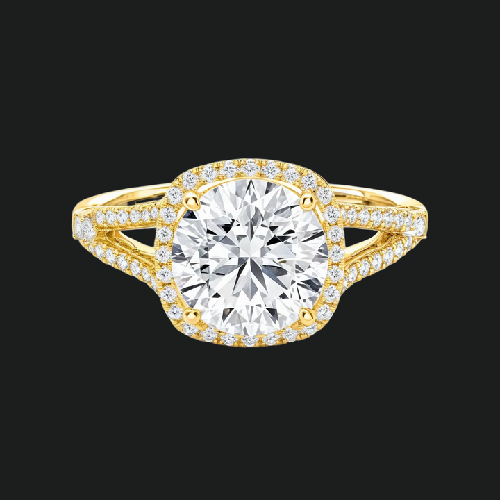 Split Shank Halo Round Diamond Akzente Verlobungsring