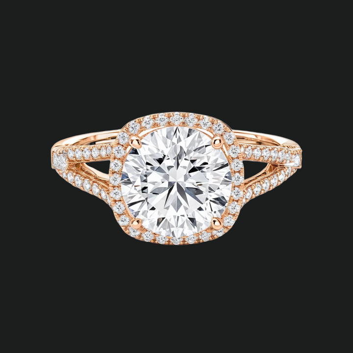 Split Shank Halo Round Diamond Akzente Verlobungsring