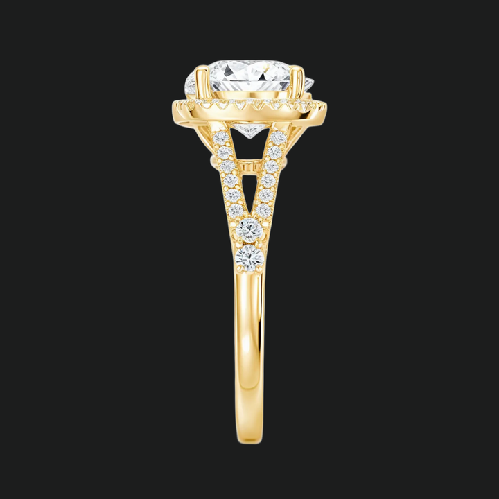 Split Shank Halo Round Diamond Akzente Verlobungsring