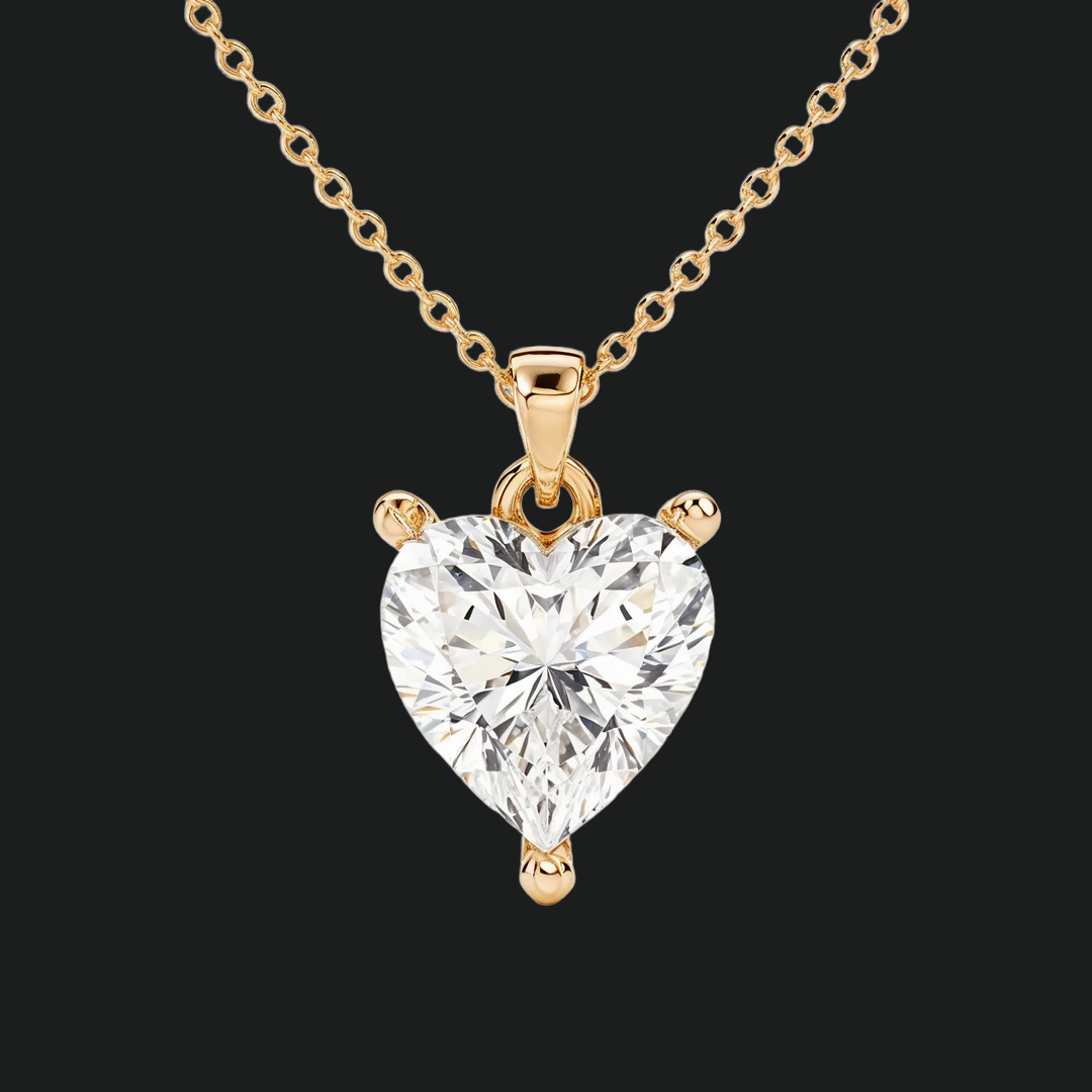 Heart Diamond Solitaire Pendant Necklace - 9kt White Gold with Lab-Grown Diamond