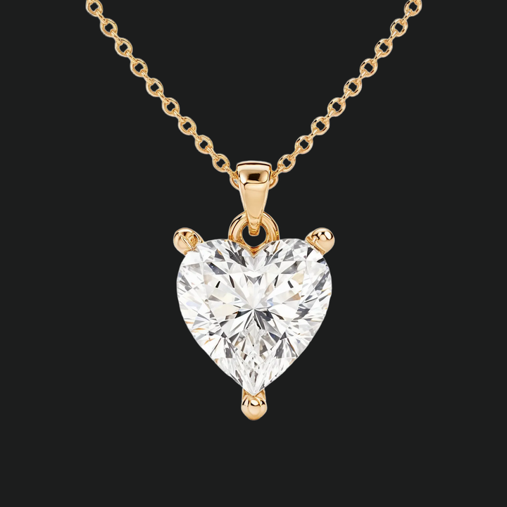Heart Diamond Solitaire Anhänger Halskette - 9KT Weißgold mit Laborgewachsen Diamond