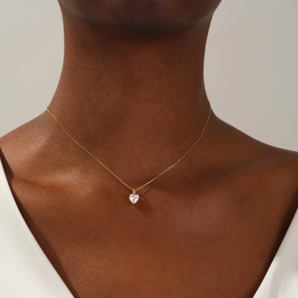 Heart Diamond Solitaire Pendant Necklace