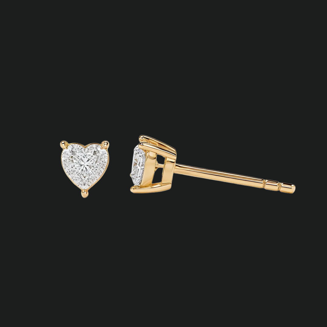 Hart Diamond Stud -oorbellen - 9kt witgoud met lab gekweekte diamant
