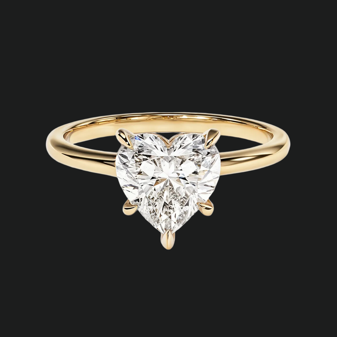 Hart gesneden solitaire verlovingsring met diamantaccenten in 9kt witgoud