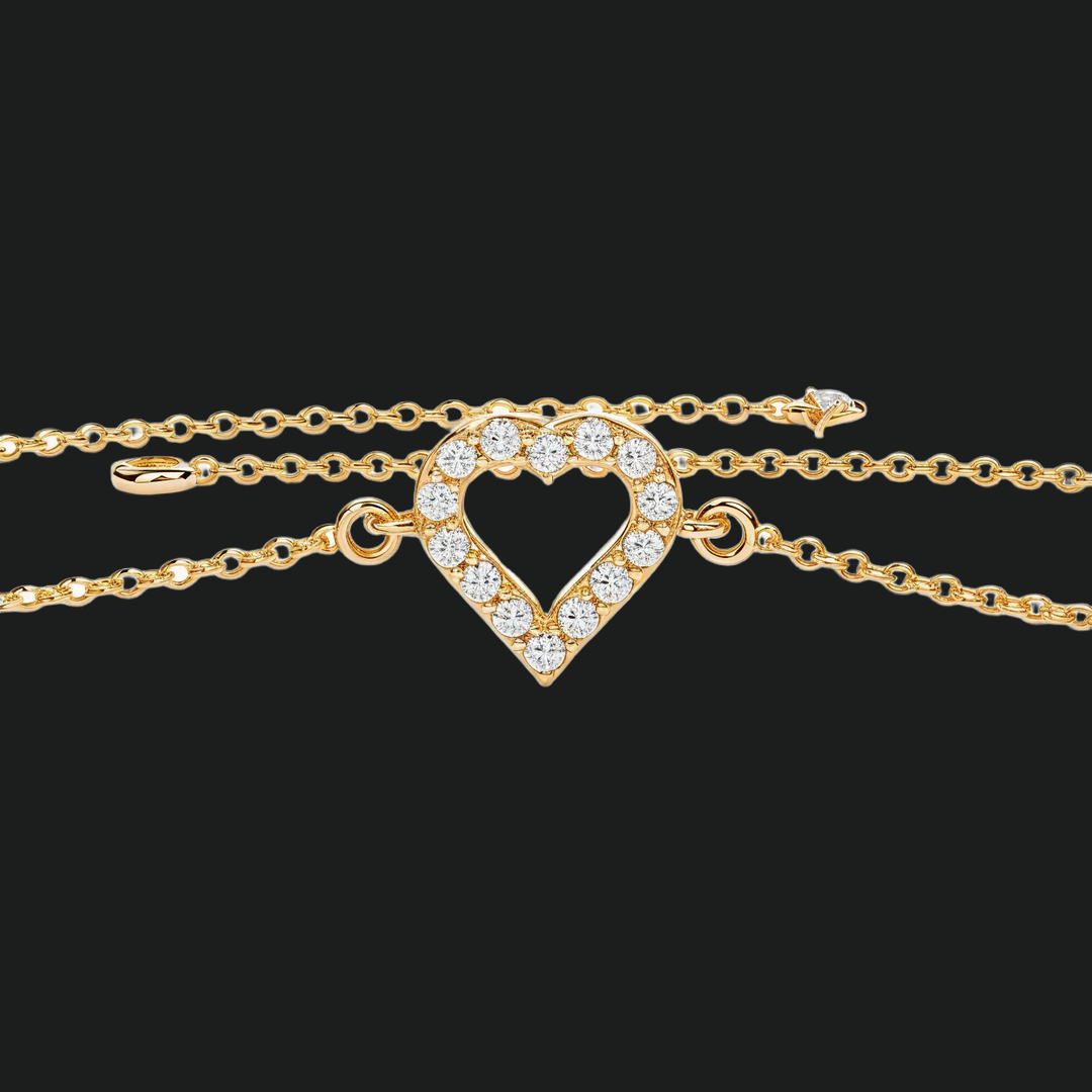 Heart Shaped Round Diamond Tennis Bracelet - 9kt White Gold with Lab-Grown Diamond