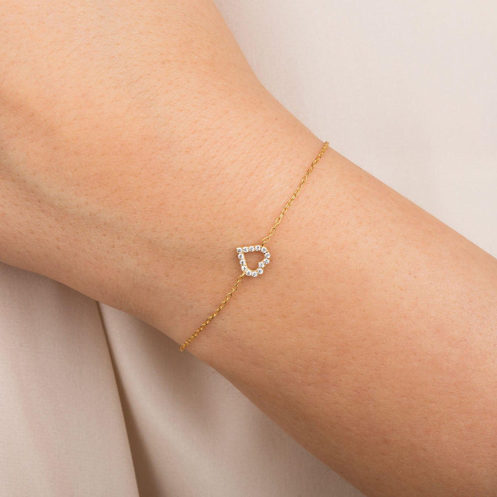Heart Shaped Round Diamond Tennis Bracelet