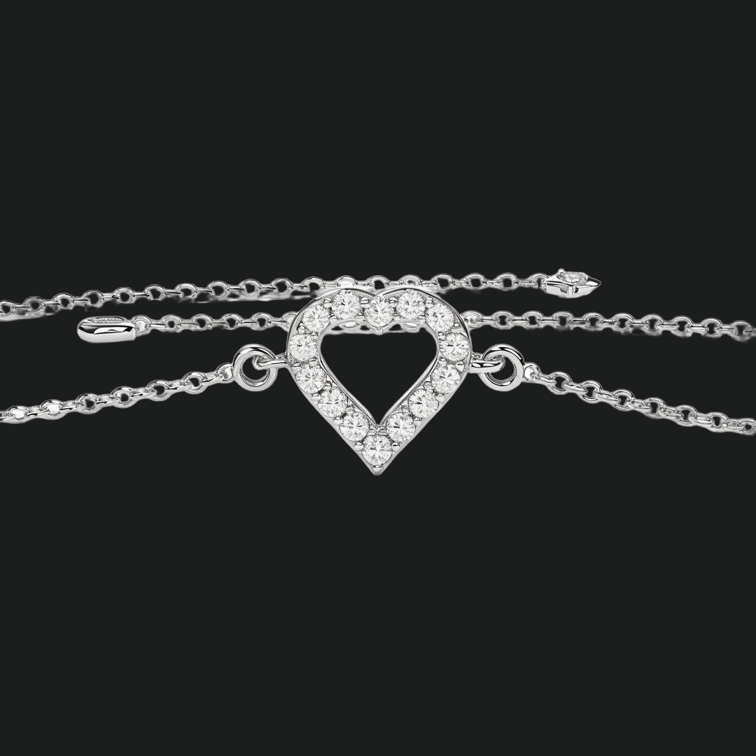 Heart Shaped Round Diamond Tennis Bracelet