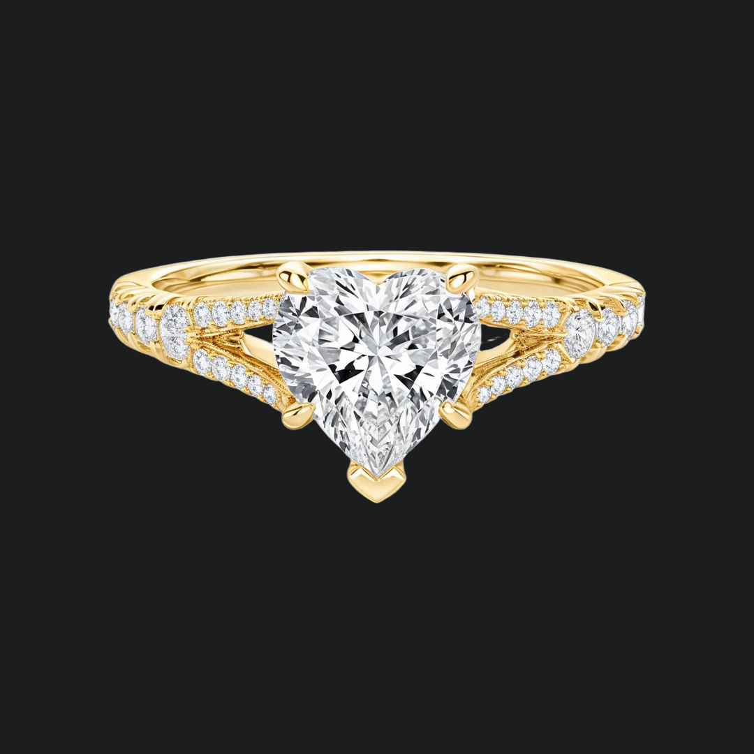 Split Shank Heart Diamond Accents Engagement Ring in 9kt White Gold