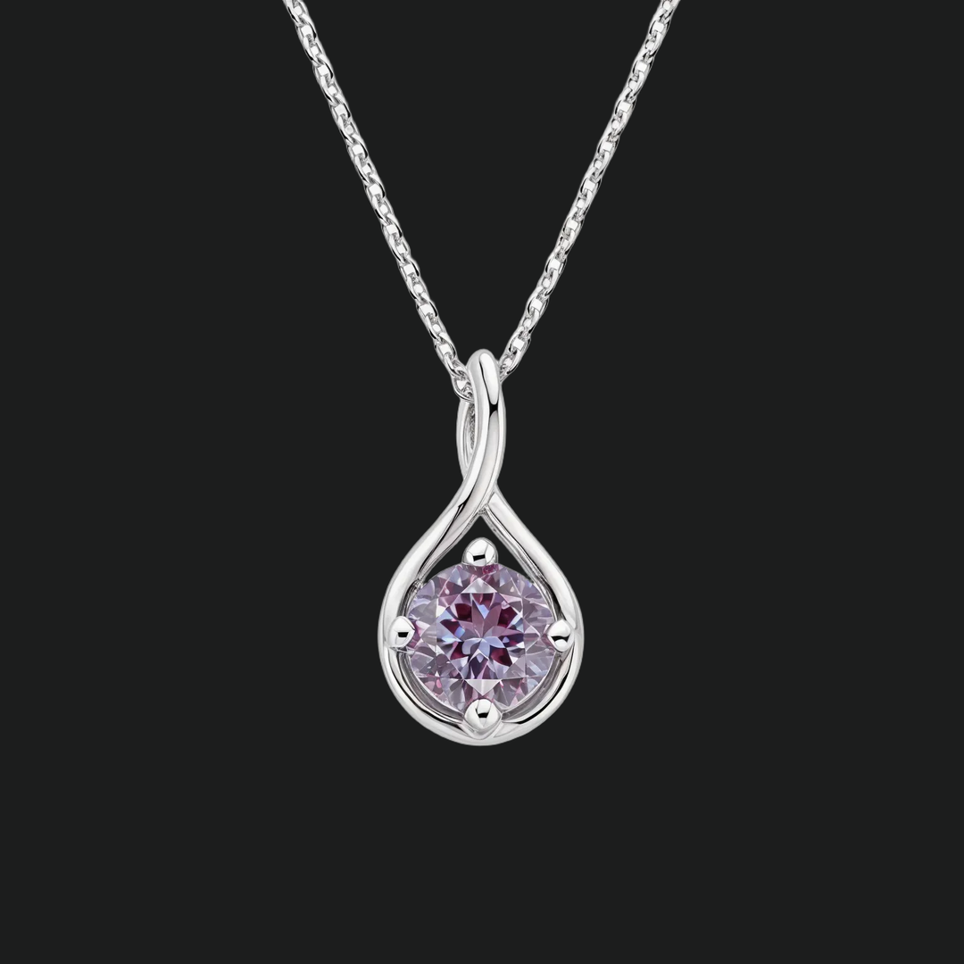 Alexandrite Twist Pendant Necklace - 9kt White Gold with Lab-Grown Diamond