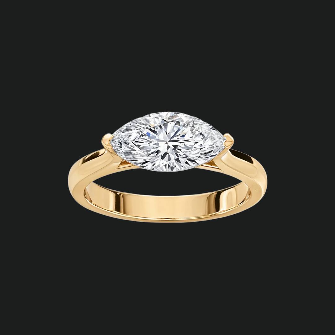 East West Marquise Diamond Accents Engagement Ring in 9kt White Gold