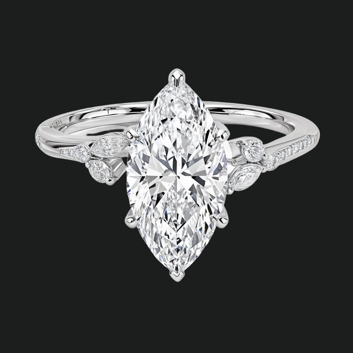 Marquise Cut Floral Diamond Accenten verlovingsring