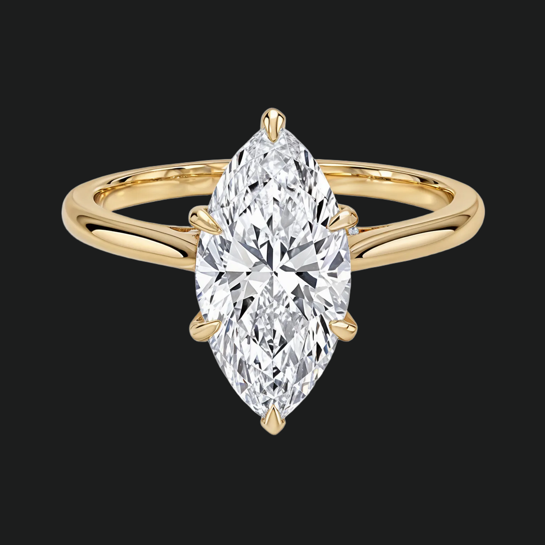 Marquise Cut Hidden Halo Engagement Ring with Diamond Accents in 9kt White Gold