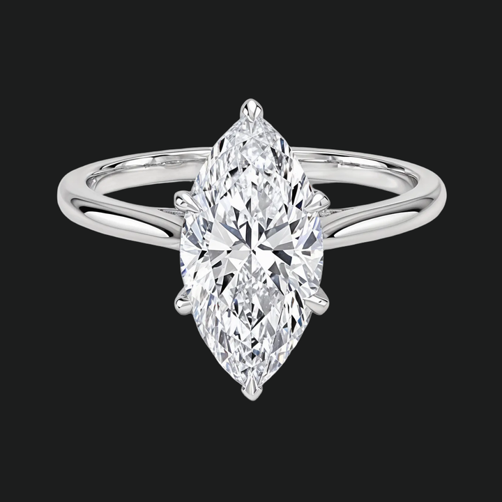 Marquise sneden verborgen halo -verlovingsring met diamantaccenten