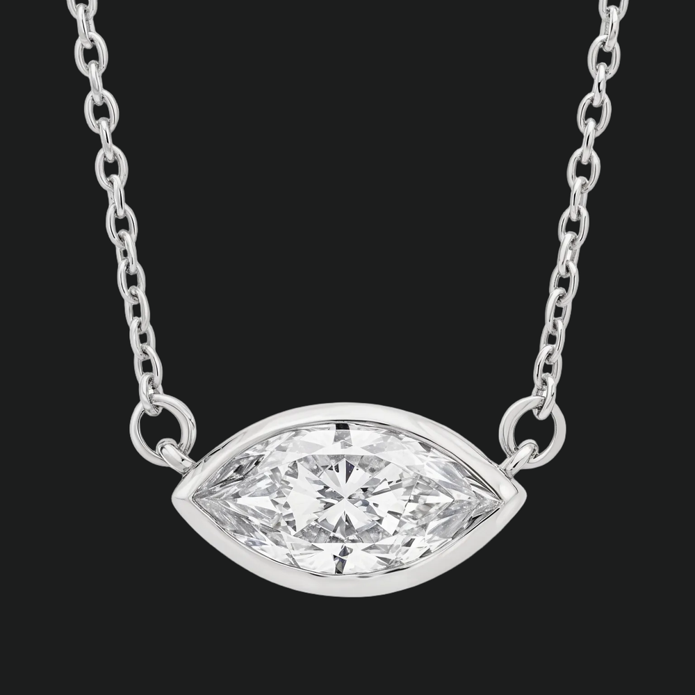 Marquise Cut Diamond Solitaire Pendant Necklace