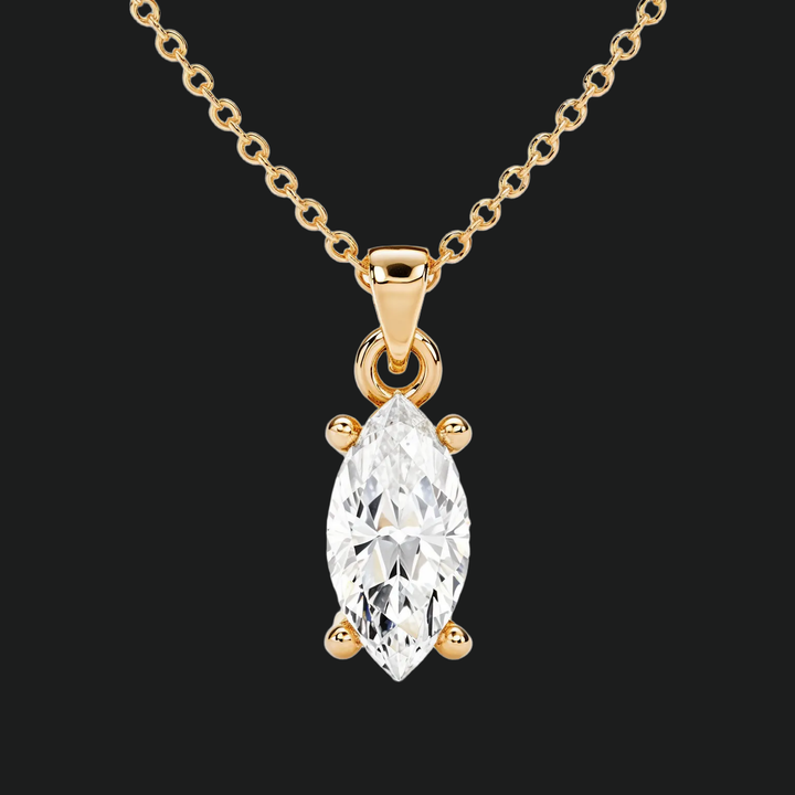 Marquise Cut Diamond Solitaire Anhänger Halskette (1) - 9kt Weißgold mit Laborgewachsenen Diamant