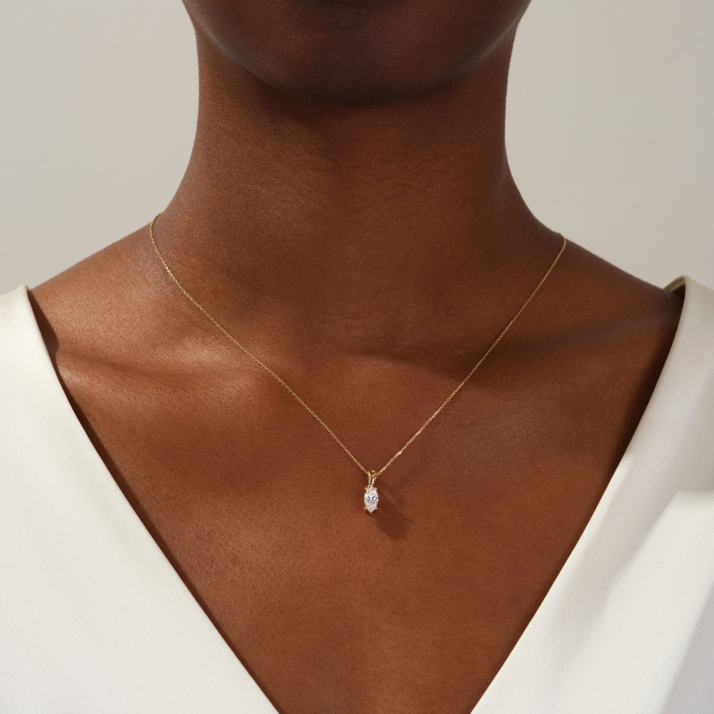 Marquise Cut Diamond Solitaire Pendant Necklace (1)