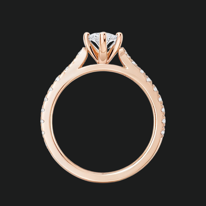 Marquise gesneden split schacht verlovingsring met diamantaccenten