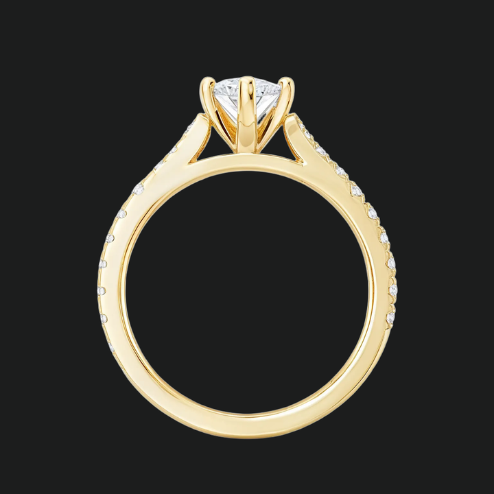 Marquise gesneden split schacht verlovingsring met diamantaccenten