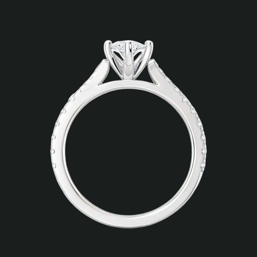 Marquise gesneden split schacht verlovingsring met diamantaccenten