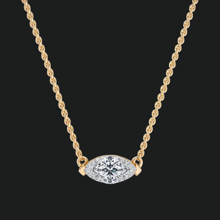 Marquise Diamond Solitaire Anhänger Halskette - 9kt Weißgold mit Laborgewachsen Diamond