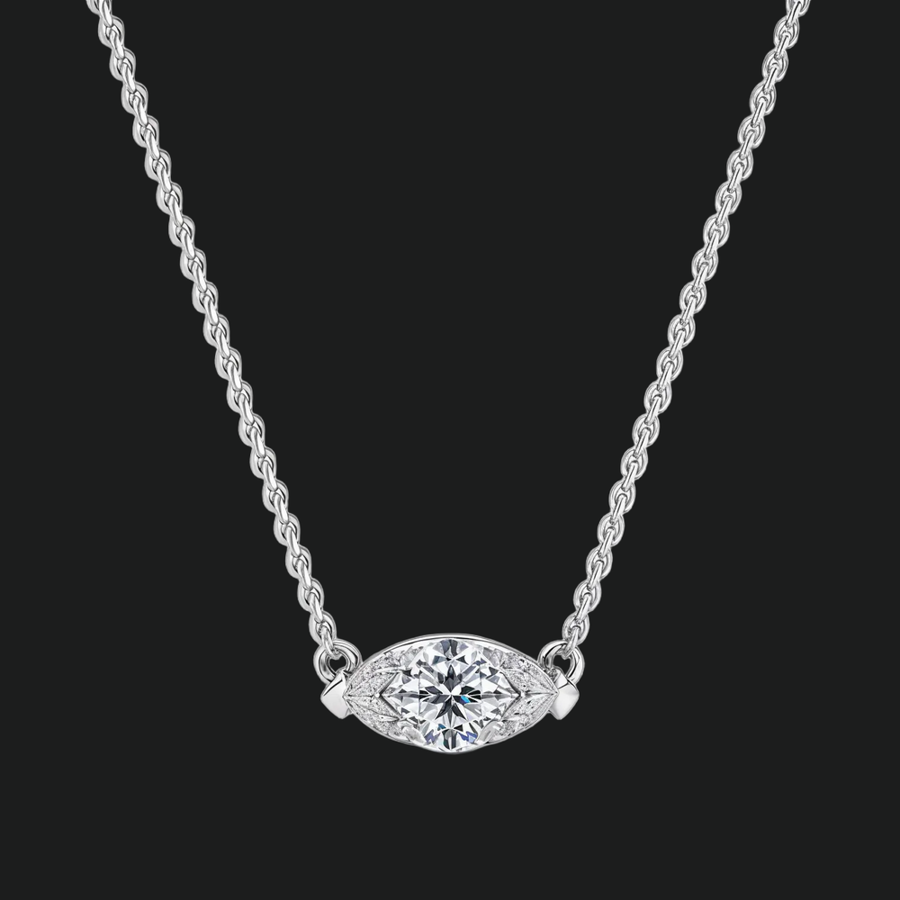 Marquise Diamond Solitaire Pendant Necklace