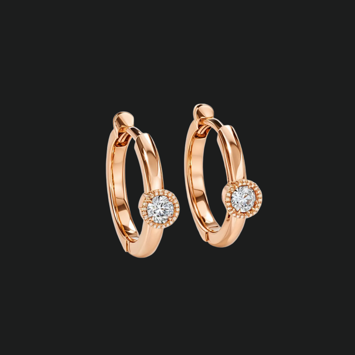 Milgrain bezel set diamant knuffelhoepeloorbellen